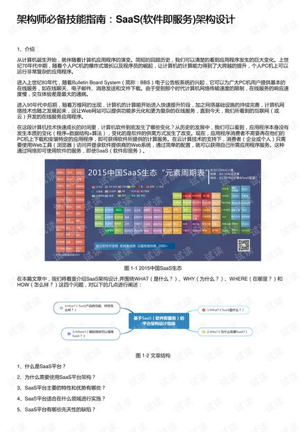 架構(gòu)師必備技能指南 SaaS軟件即服務架構(gòu)設計與資源分享